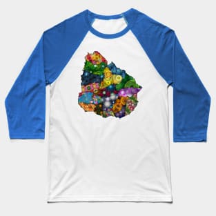 Spirograph Patterned Uruguay Departments Map Baseball T-Shirt